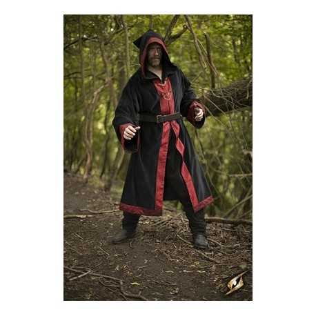 Wizard Robe - Black/Red - Velvet Mage Robe - LARP Costume