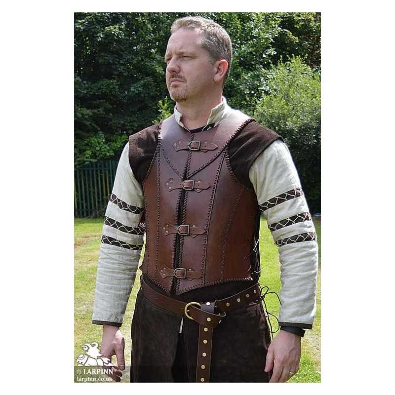 Veteran Leather Armour - Brown - Large - LARP Chest Breastplate