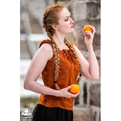 Adele Sleeveless Medieval Blouse - Orange