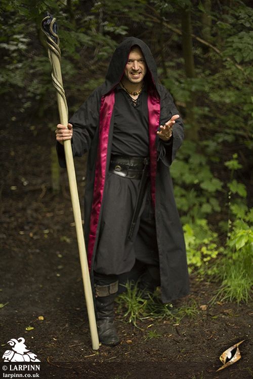 Wizard Robe - Black/Red - Velvet Mage Robe - LARP Costume - Harry Potter