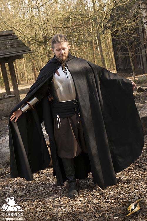 Godfrey Cape Black LARP Cosplay Theatre Costume Cloak