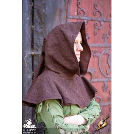 Adventurer Hood - Brown - Medieval Mantle - LARP Costume - Cotton Gugel
