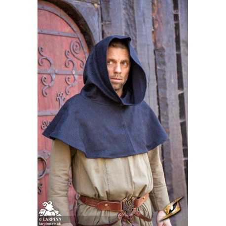 Adventurer Hood - Black - Medieval Mantle - LARP Costume - Cotton Gugel